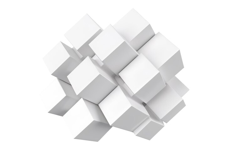 PSD a lot of 3d stacked white cubes geometric abstract shape generated ai
