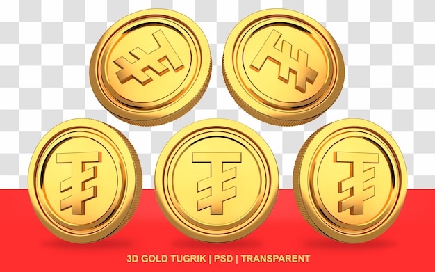PSD lot de pièces d'or tugrik transparent sans fond