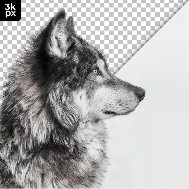 PSD un loup est montré dans l'image avec un fond noir et blanc