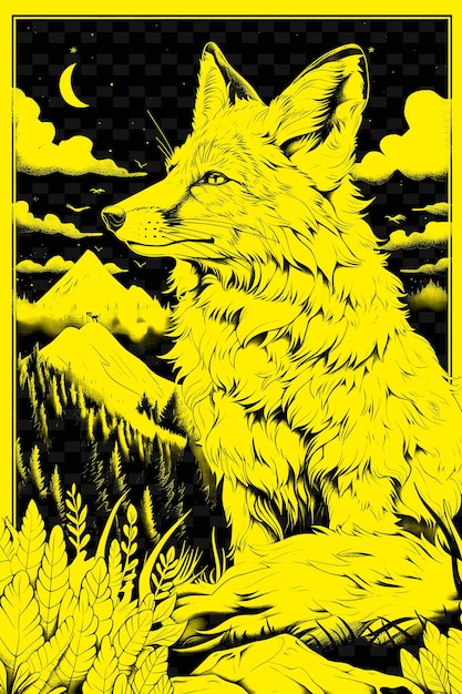 Un Loup Avec Un Fond Jaune Qui Dit Loup