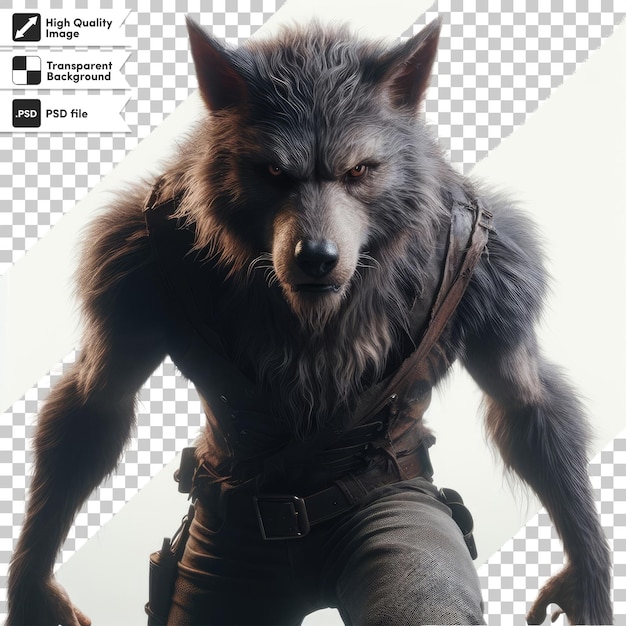 PSD loup-garou psd ou lycanthrope sur fond transparent avec couche de masque modifiable