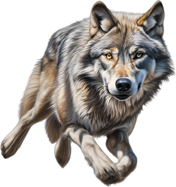 PSD loup gris dessin au crayon de loup gris