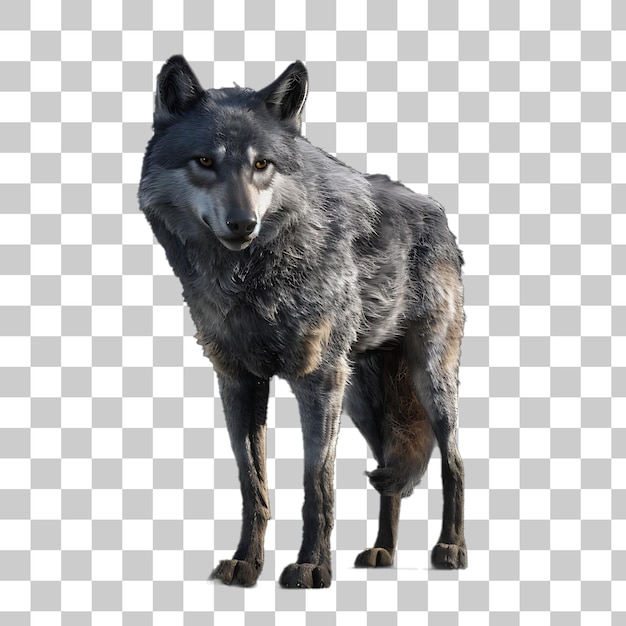 PSD le loup gris sur fond blanc