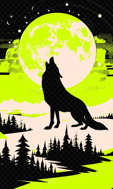 Un Loup Hurlant à La Pleine Lune