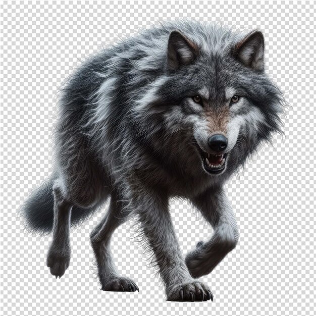 PSD un loup avec un loup sur le dos