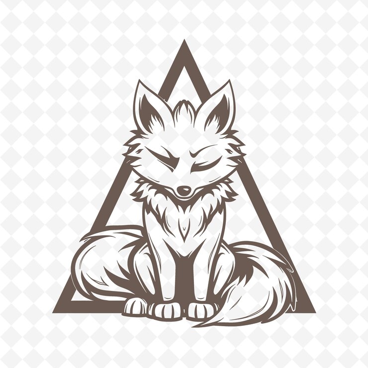 PSD un loup avec un loup sur le fond d'un triangle