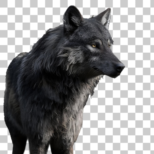 PSD le loup noir sur un fond blanc