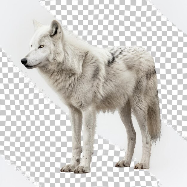 PSD un loup se tient sur un fond blanc avec un fond blanc