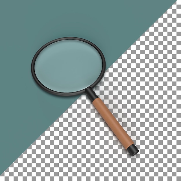 Loupe rendu 3d loupe réaliste avec illustration de fond transparent