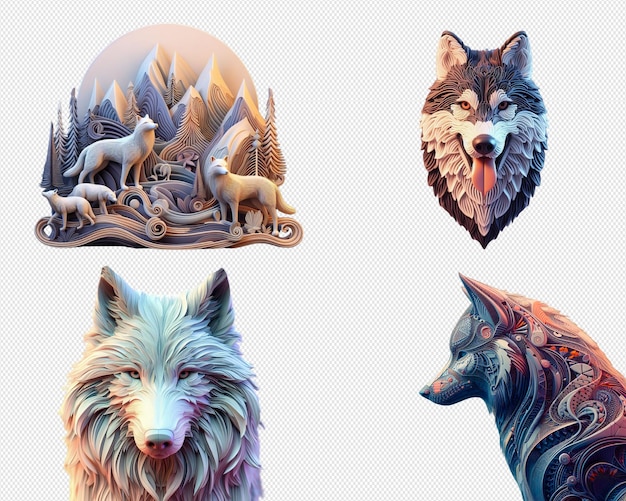 PSD les loups colorés abstraits