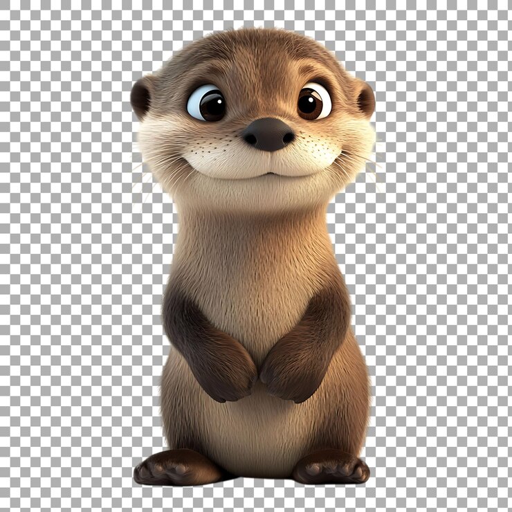 La loutre de dessin animé de PNG sur un fond transparent