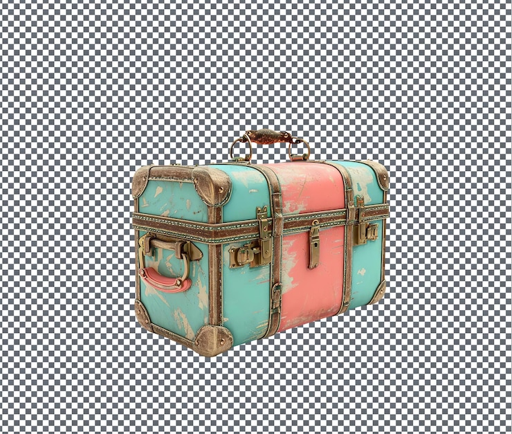 PSD lovable vintage suitcase isolated on transparent background
