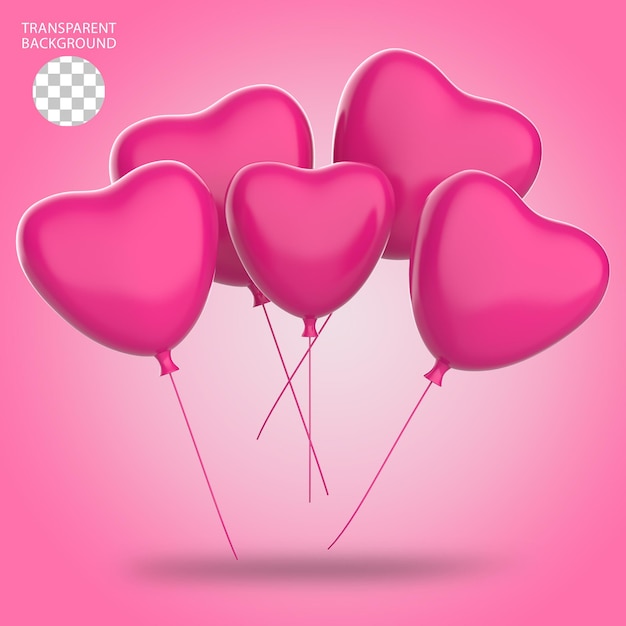Love Balloons isolierte 3D-Rendering-Illustration