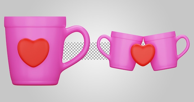 Love cup valentine auf transparentem hintergrund 3d render