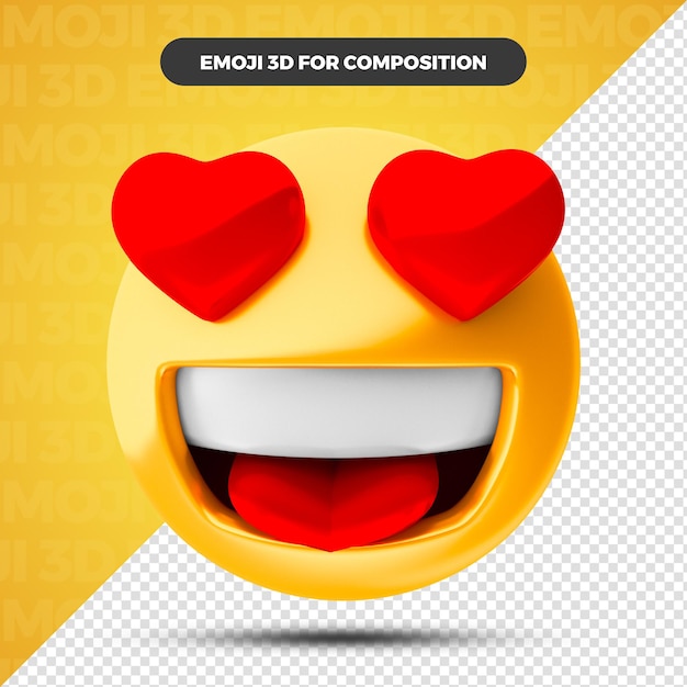 Love heart emoji 3d render para composição