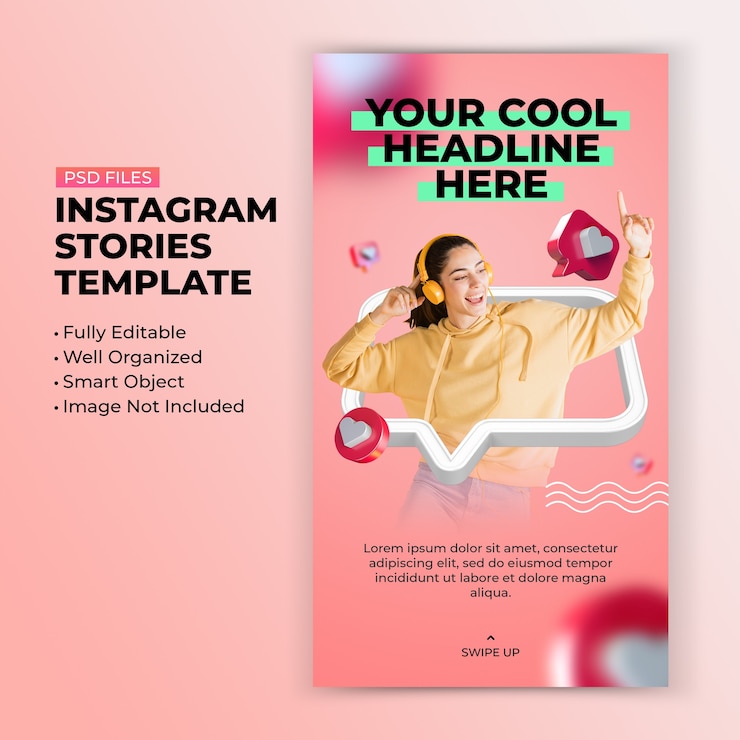 PSD love like clean, moderno, colorido, plantilla de historia de instagram