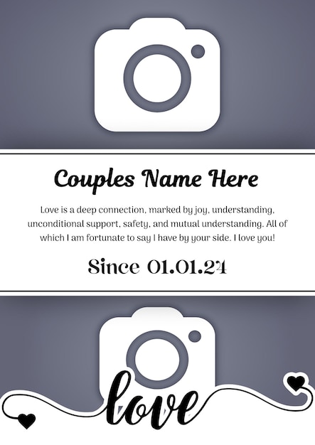 Love poster dedicated to couples with photo collage