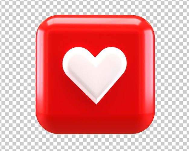 Love react like emoji heart icon 3d render