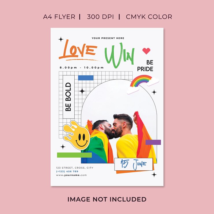 PSD love wins pride event flyer