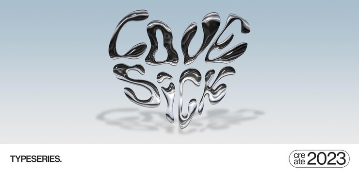 PSD lovesick typography chrome