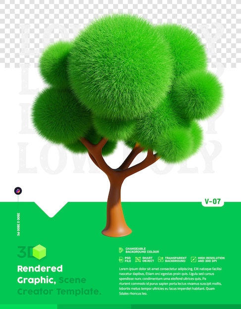 Low-poly-baum 3d-rendering