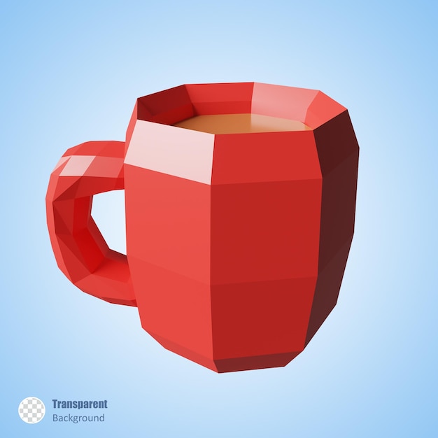 Low-poly-rotbecher im 3d-renderdesign