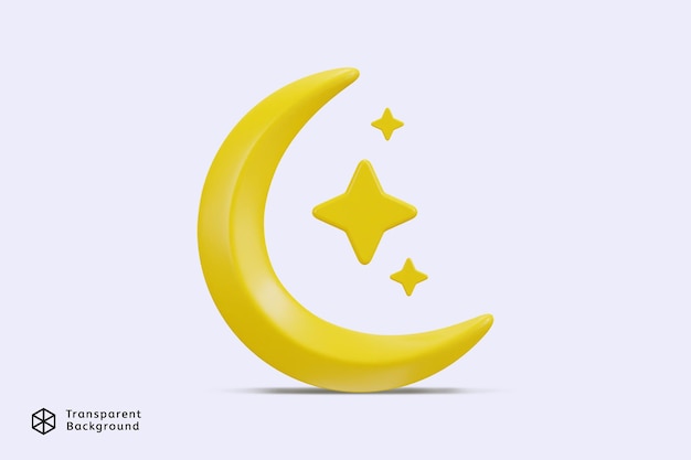 Lua 3d com ícone de estrelas na ilustração vetorial do ramadão