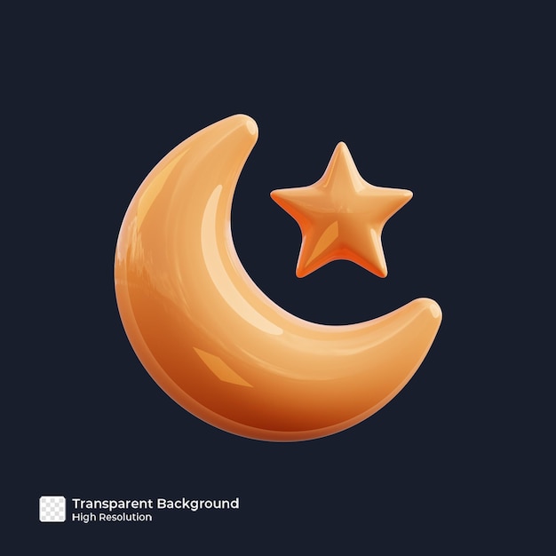 Lua crescente 3D render ilustração isolada psd premium