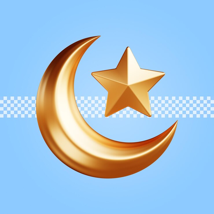 PSD lua crescente com ícone de estrela 3d render ilustração isolado psd premium