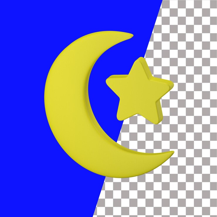 PSD lua e estrela ícone 3d
