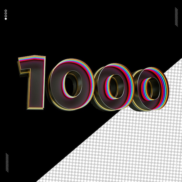 Luce al neon del carattere numero di rendering 3d