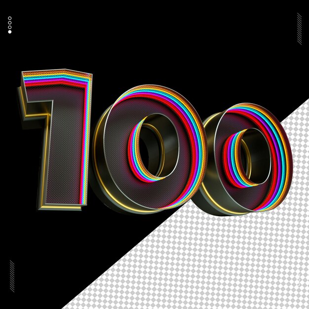Luce al neon del carattere numero di rendering 3d