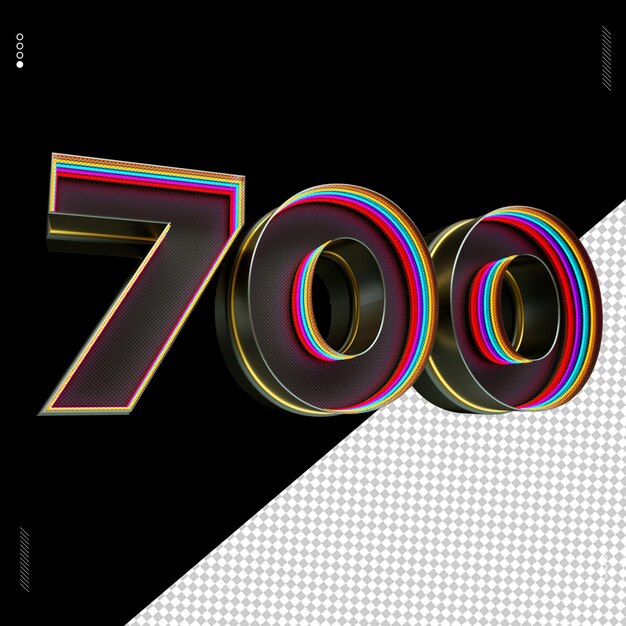 Luce al neon del carattere numero di rendering 3d