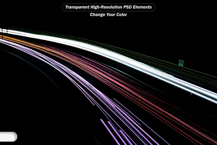 PSD luces de automóviles que circulan por la noche exposición prolongada
