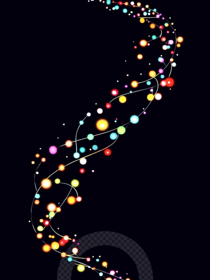 PSD las luces coloridas giran contra un fondo negro en una vibrante exhibición de creatividad