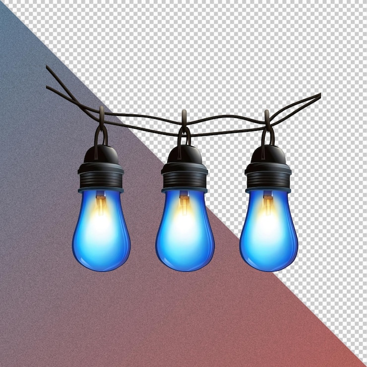 PSD luces de cuerda azul con cuerdas negras