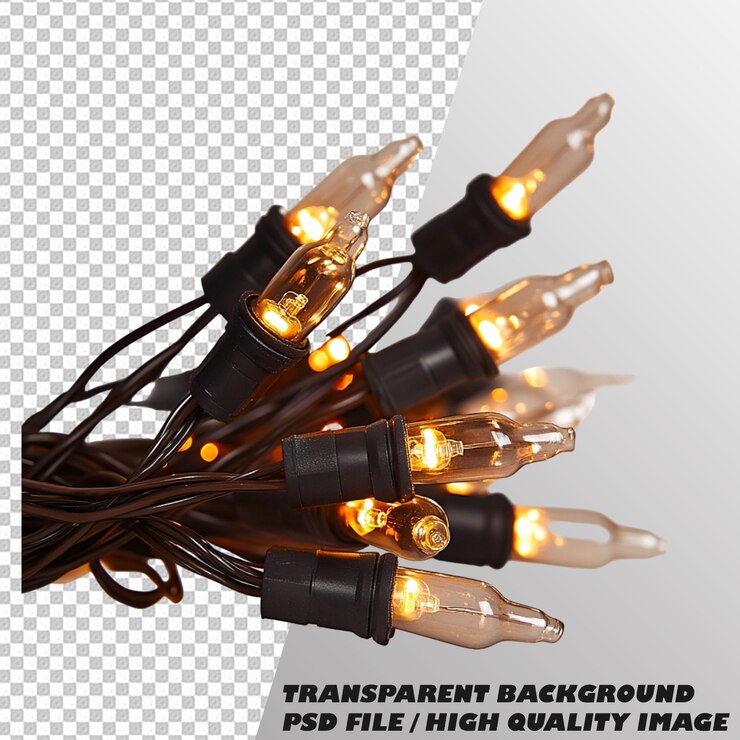 PSD las luces de decoración navideñas aisladas en un fondo transparente