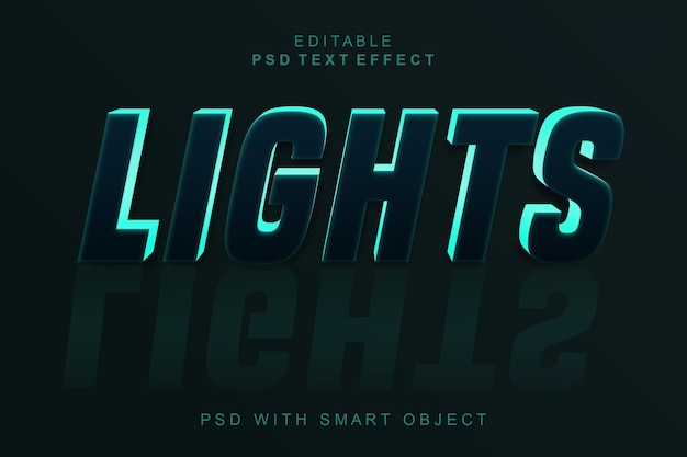 Luces efecto de estilo de texto 3d