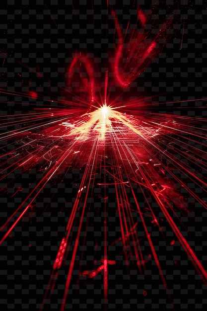 Luces de emergencia con haces intermitentes de color rojo intenso que generan un diseño de efecto de luz de neón PNG