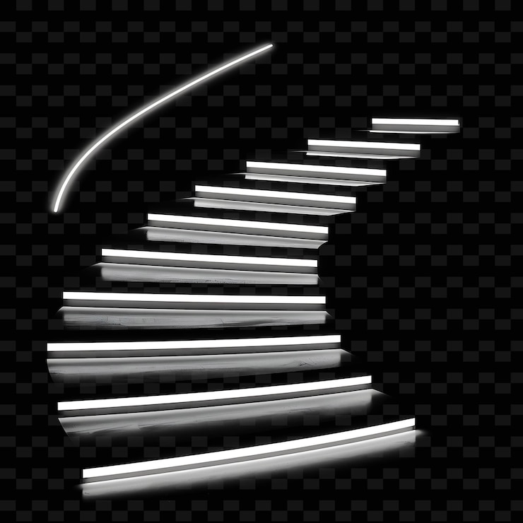 PSD luces de escalera led activadas por movimiento con fondo decorativo de luz de neón de color blanco blanco y2k