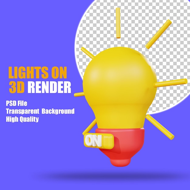 PSD luces de icono 3d encendidas