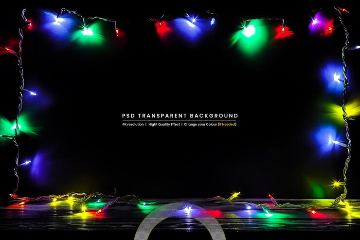 PSD luces de navidad en un fondo transparente