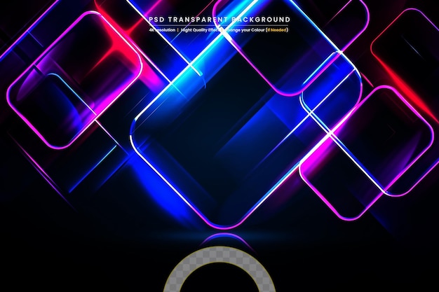 Luces de neón abstractas sobre un fondo transparente