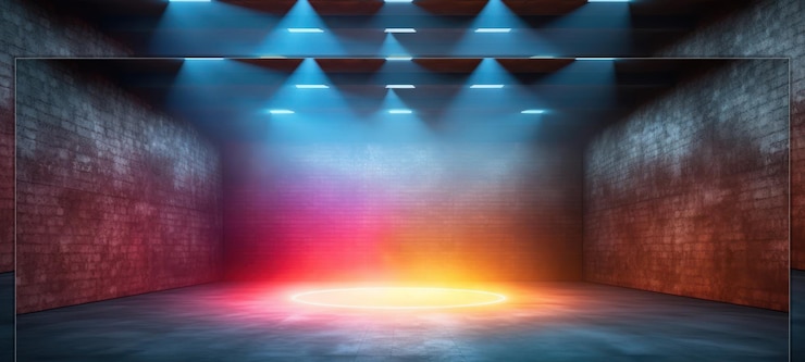 PSD las luces de neón en una habitación vacía
