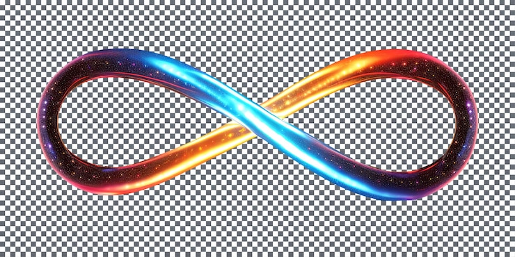 PSD luces de neón tubo símbolo del infinito aislado en un fondo transparente