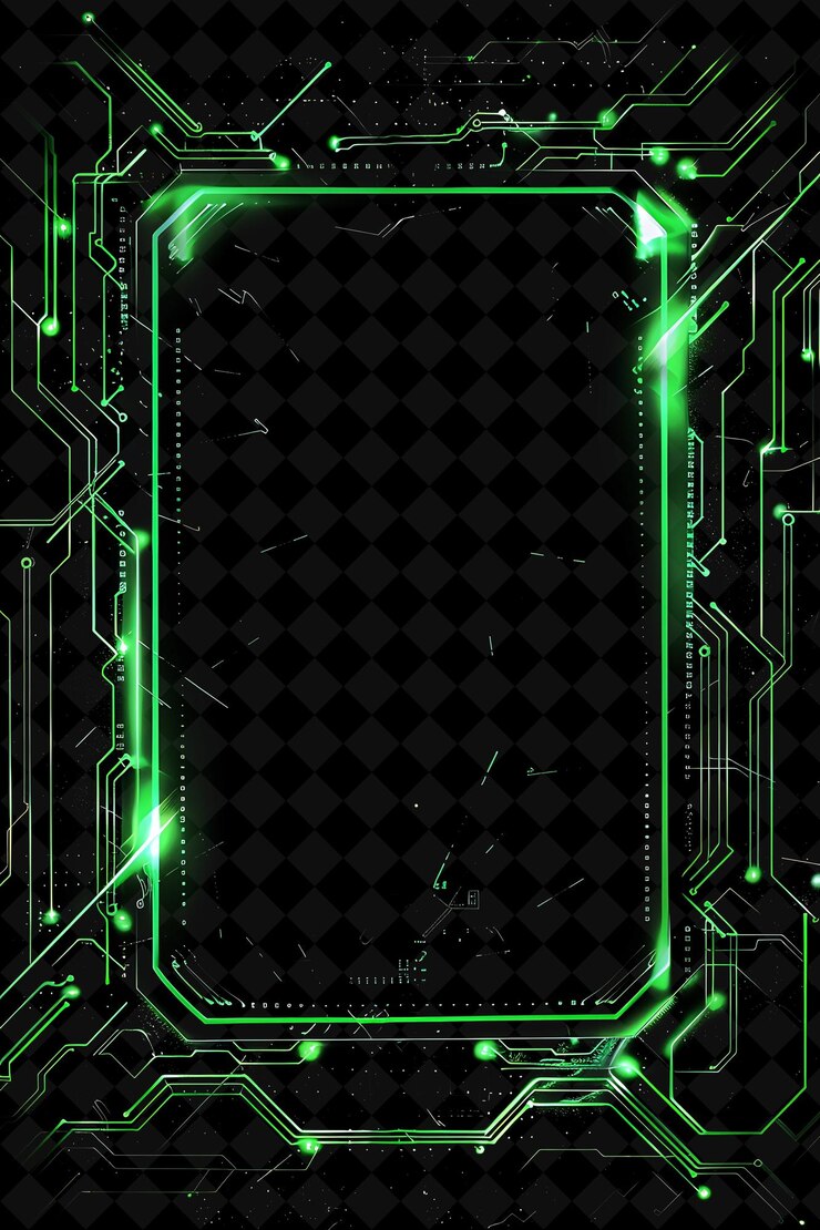 PSD luces de neón verdes sobre un fondo negro