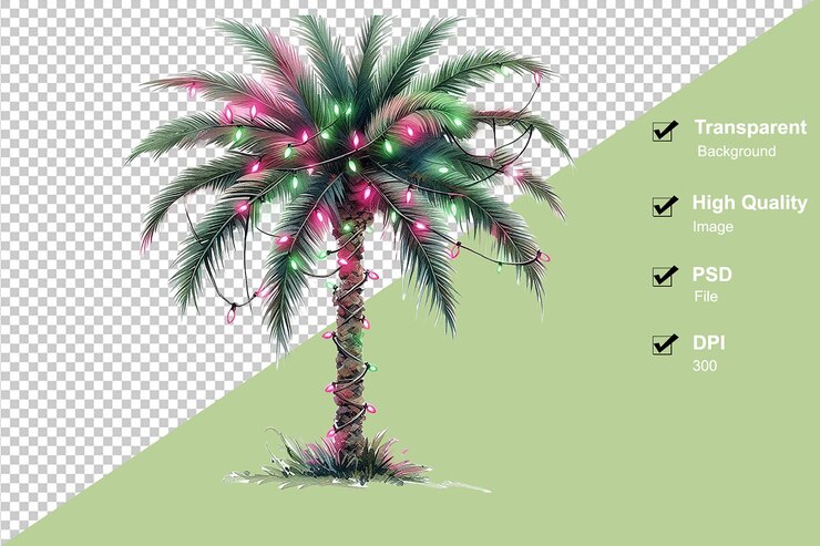 Las luces de la palmera de Navidad