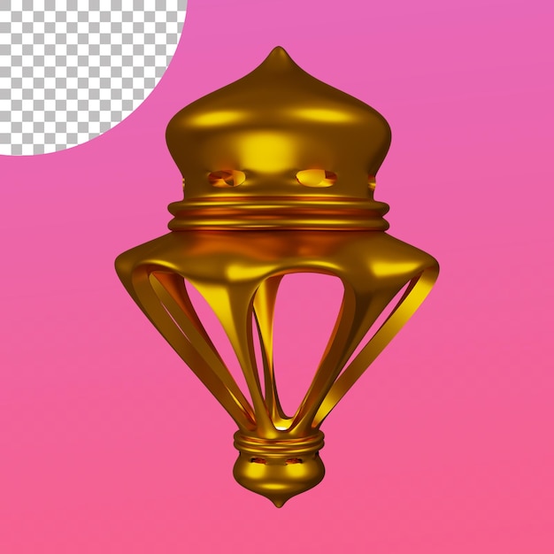 Luces de ramadán con vendajes de oro grandes y pequeños 3d Render