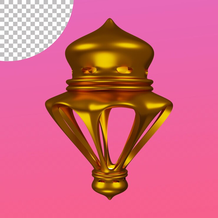 Luces de ramadán con vendajes de oro grandes y pequeños 3d Render