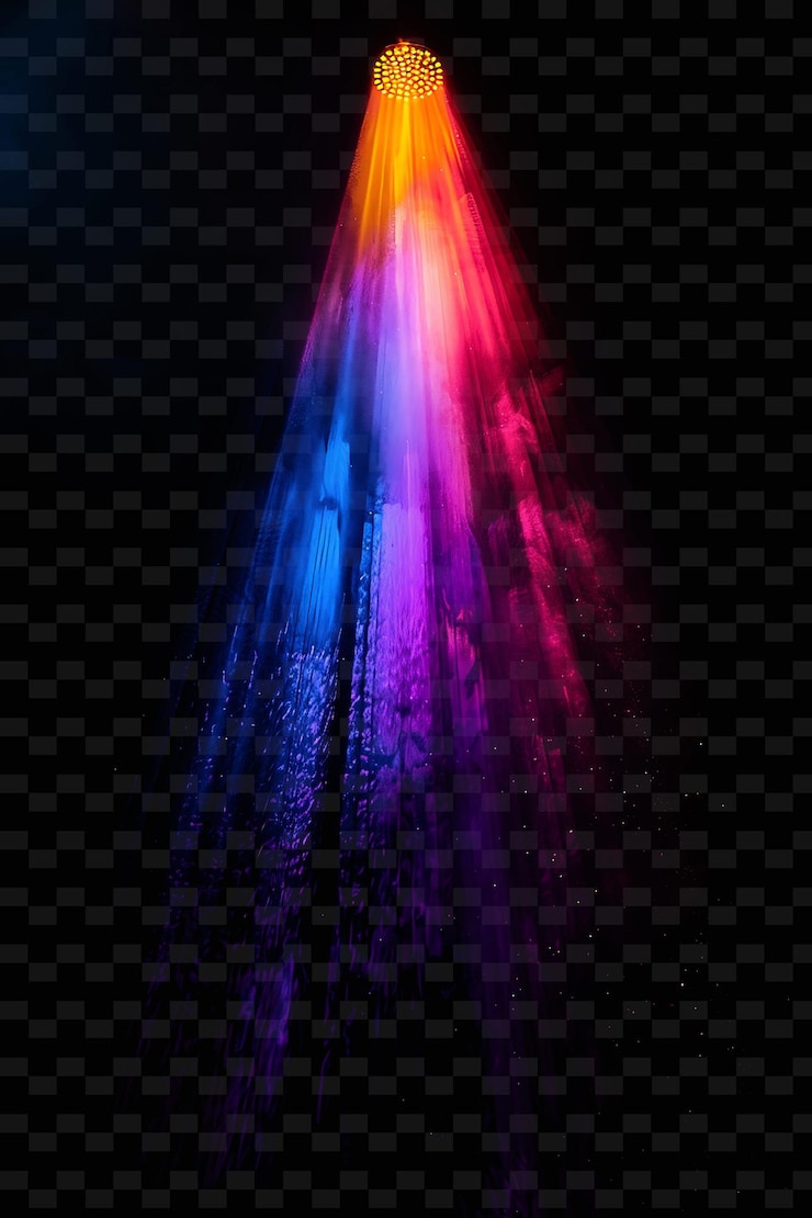 PSD luces de teatro con un barrido dramático tonos vívidos que crean el teatro diseño de efectos de luz de neón png y2k